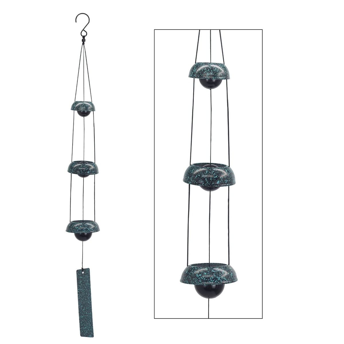 Temple Bell Wind Chimes for Outside (3 Atrovirens Bell)