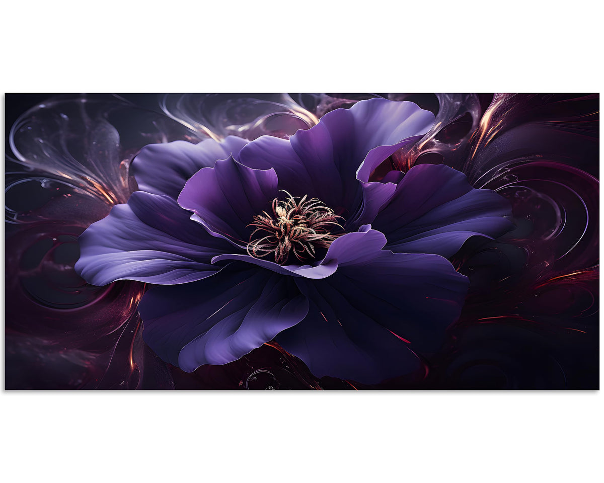 1 Panel Purple Picture Wall Art Purple Canvas Wall Art Flower Pictures Abstract Flower Print on Canvas Flowers Art for Bedroom Home Decor Living Room Stretched and Framed 8x16 inch (16"L x 8"W / Purple Flower 6)
