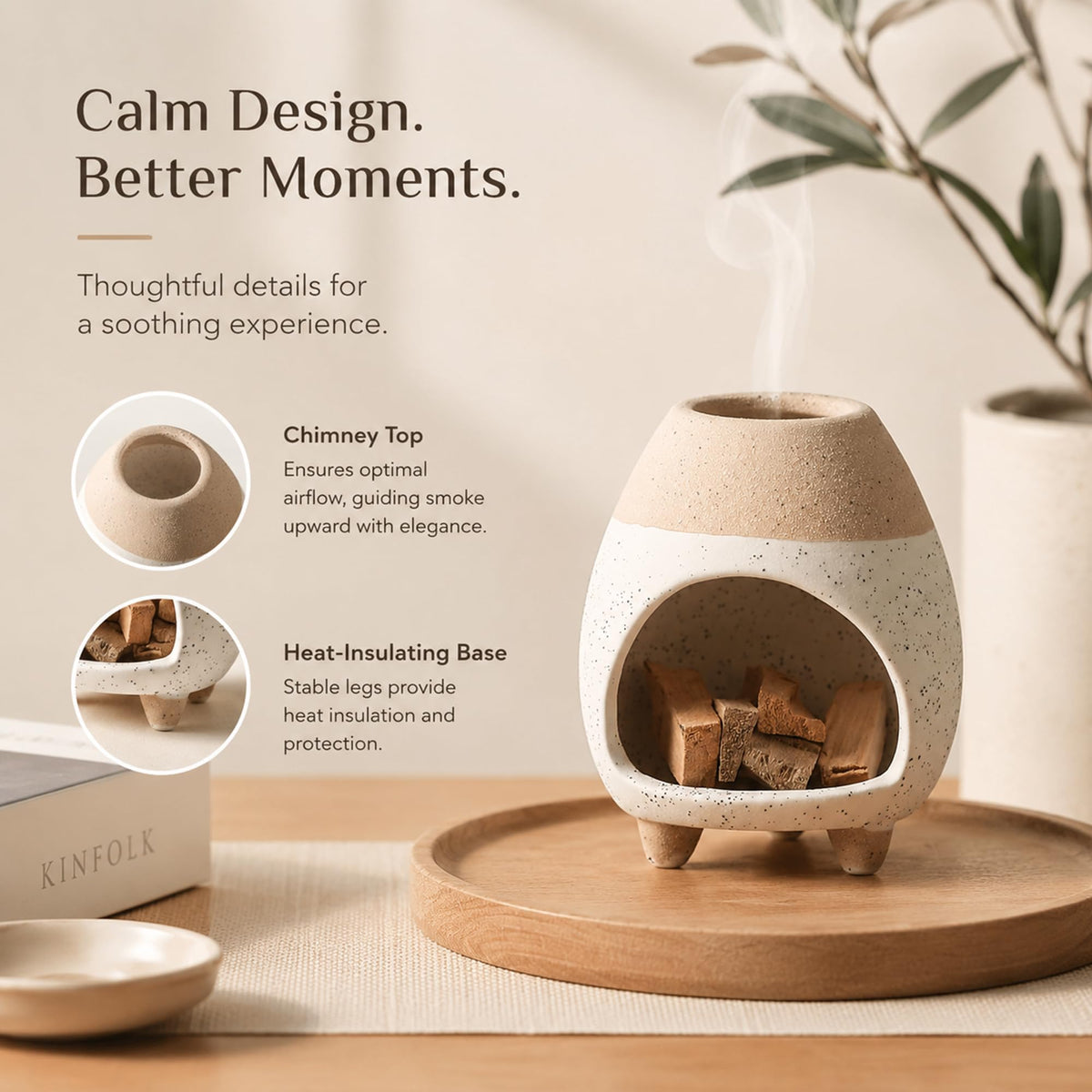 Palo Santo Holder Burner (White Yellow)