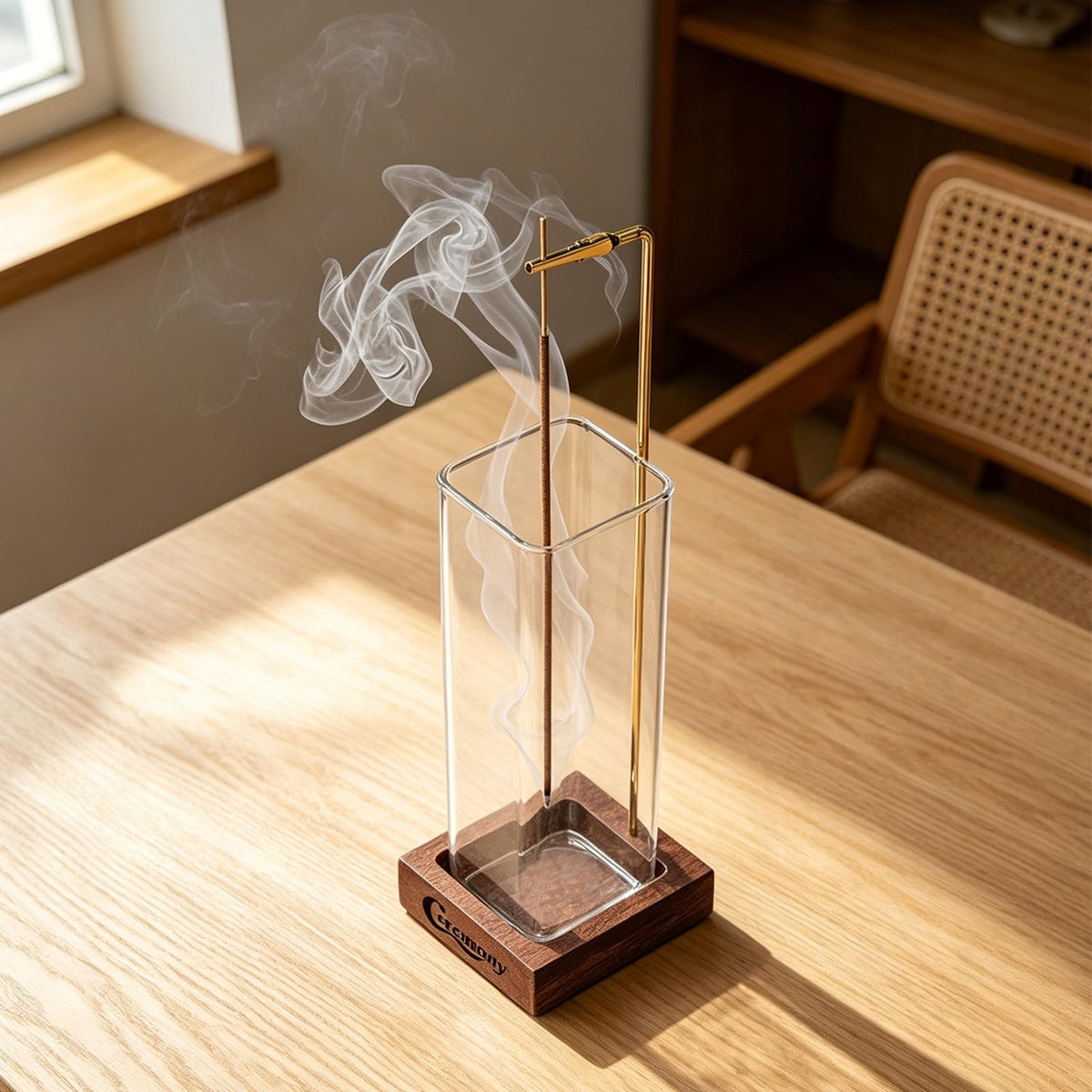 Incense Holder (Wooden Bottles Square / One Glass)