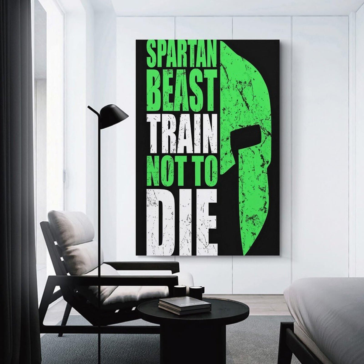 Spartan Beast Train Not To Die Canvas Printing Wall Art Prints Wall Decor Posters Motivational Warrior Typography Black Green Gym Office Bedroom Living Room Fitness Decor 20x30inch (style-26 / 20x30inch(50x75cm) Unframe)