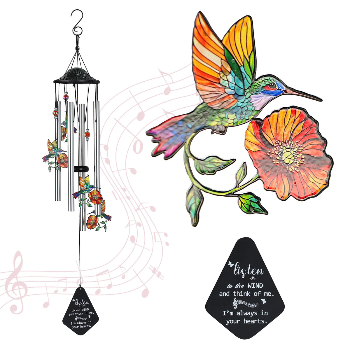 Hummingbird Memorial Wind Chime (Memorial Series – Hummingbird – 34 Inch)