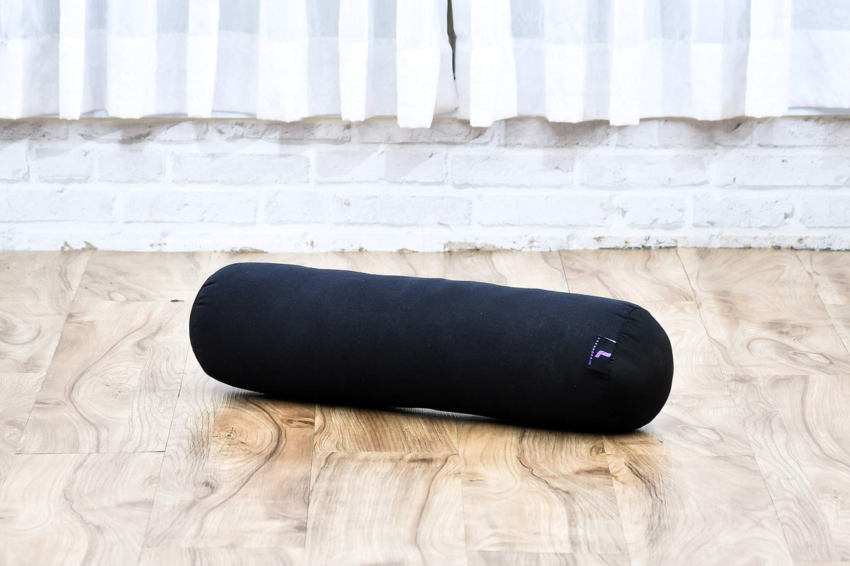 Yoga Bolster 20 x 6 x 6 inches Kapok Roll for Meditation & Massage (Cl02 - Black)