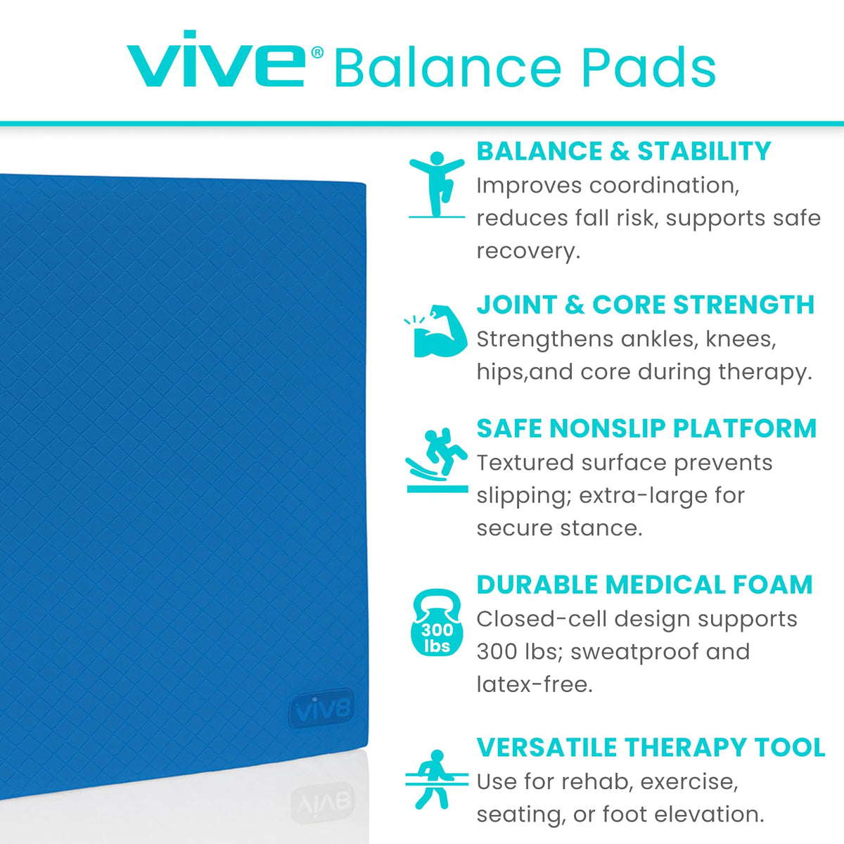 Balance Pad Foam Board Yoga Mat Block for Physical Therapy (Champion Blue)