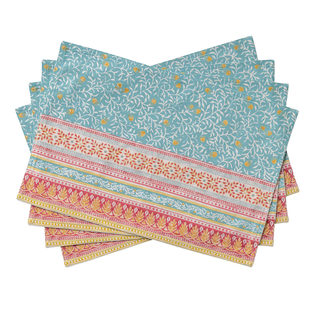 Placemats Set of 4 Reusable 100% Cotton (006 - Carpo / 13" X 19" (Pack of 4))