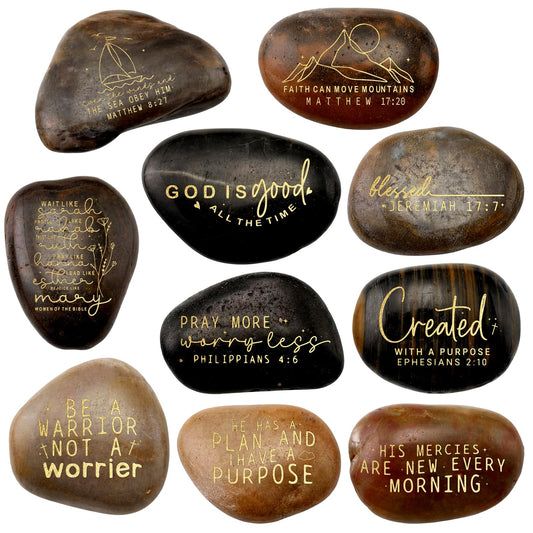 10 Pcs Bible Verses Scripture Stones Gifts Inspirational Rocks (Inspiring Quote)