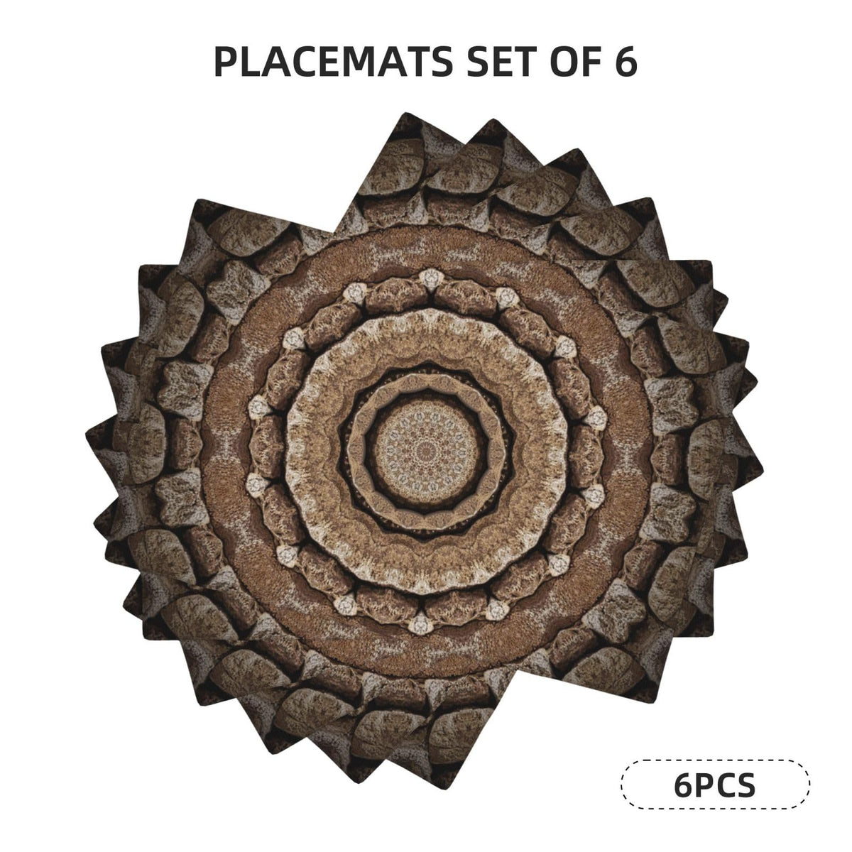Placemats Mandala Stone Texture Place Mat Set of 6 Pieces Heat (6PCS / Mandala Stone Texture)