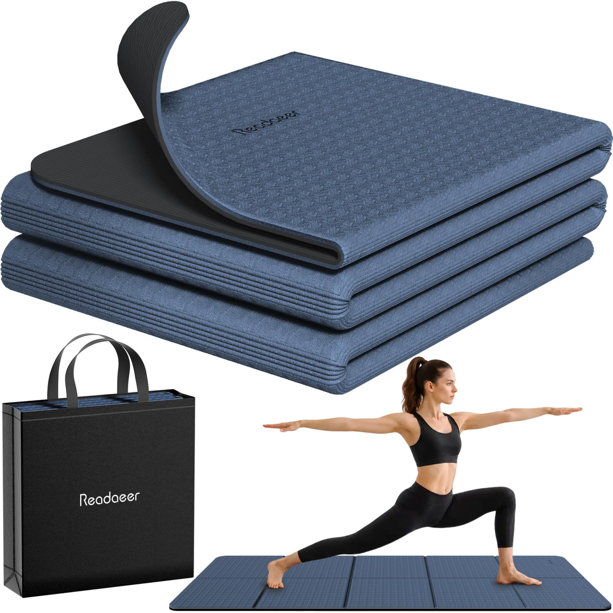 Foldable Yoga Mat (Blue & Black)