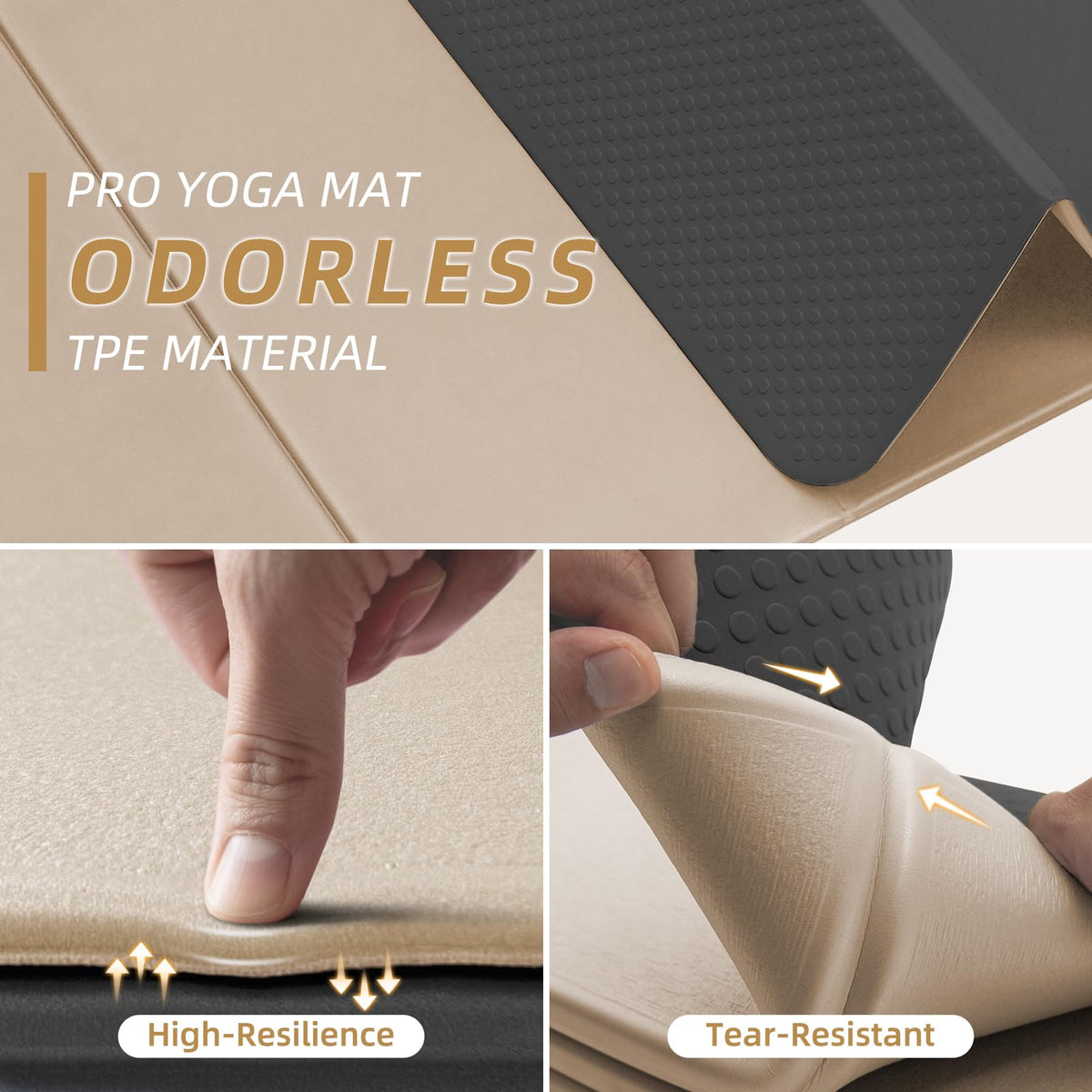 Foldable Yoga Mat 10mm (Beige+Black)