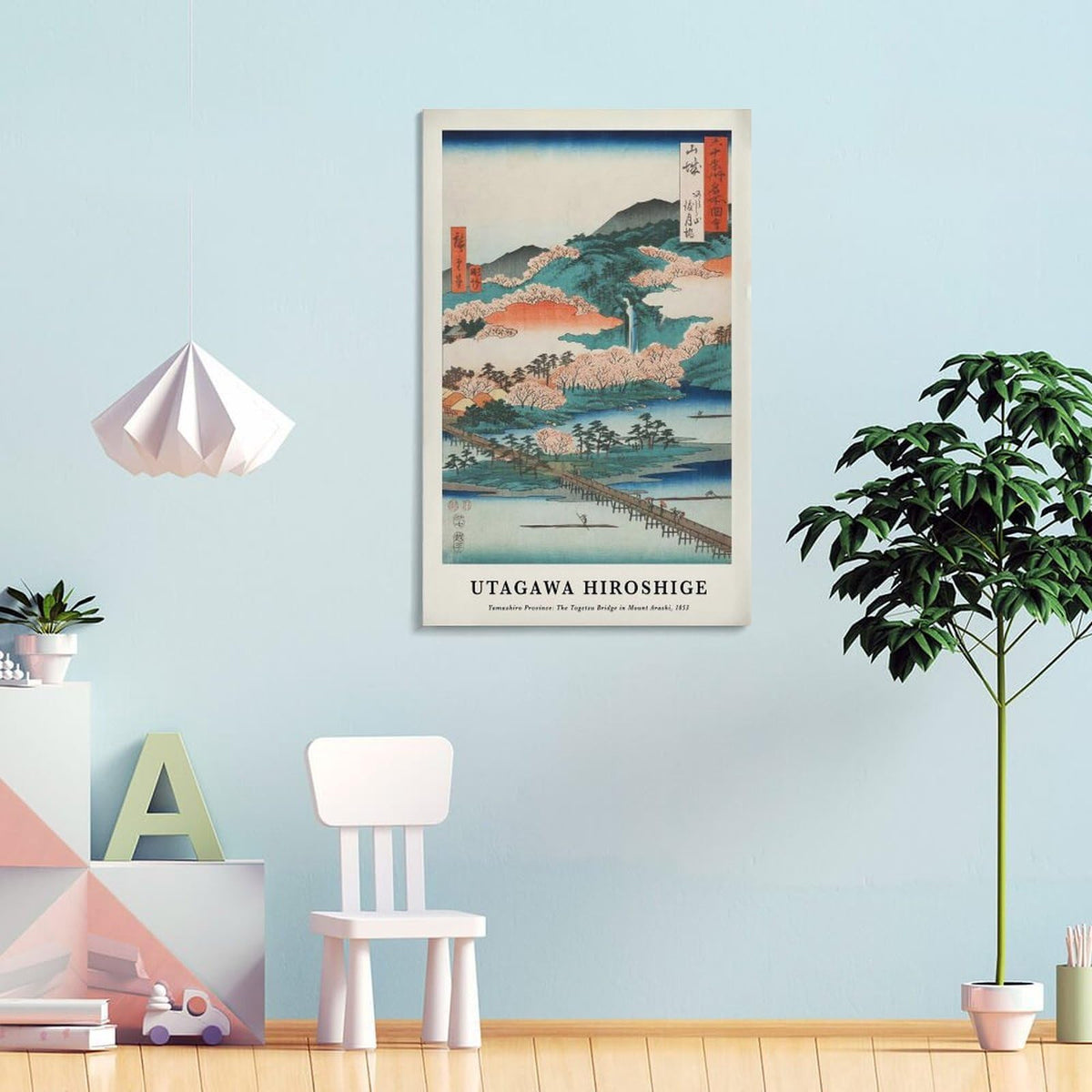 Utagawa Hiroshige Canvas Printing Wall Art Prints Posters Vintage Japanese Woodblock Landscape Togetsu Bridge Arashiyama Scenery Japandi Decor for Living Room Bedroom Office 08x12inch (style-6 / 08x12inch(20x30cm) Frame)