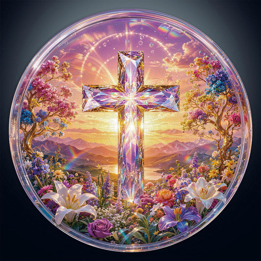 1000 Piece Jigsaw Round Puzzle for Adults (E-golden Twilight Cross)