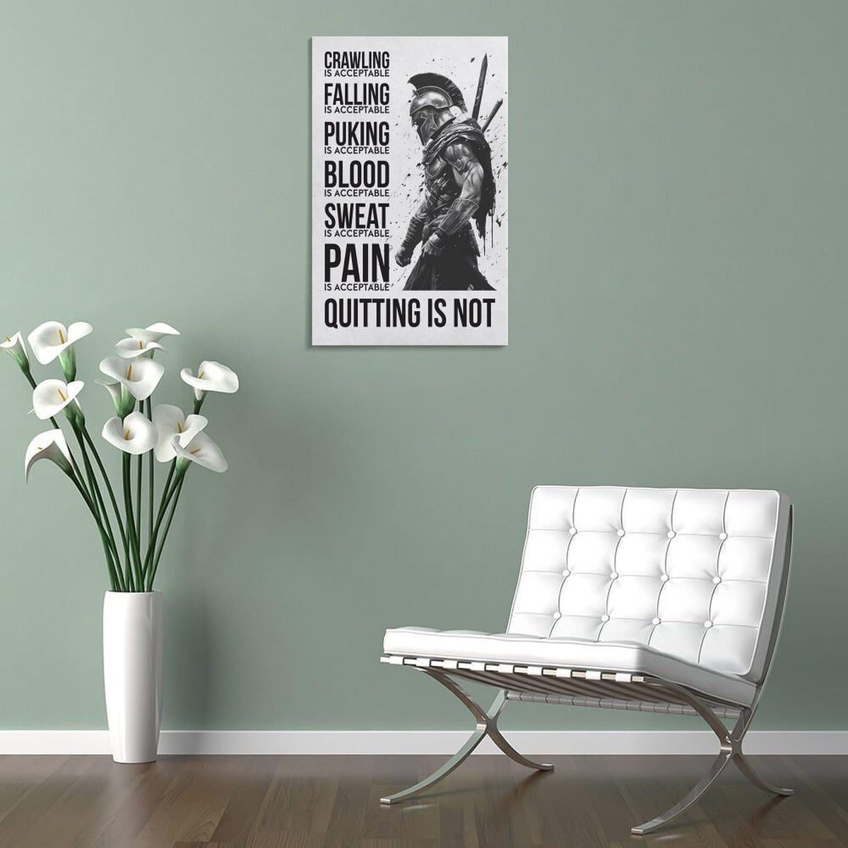 Spartan Warrior Motivational Poster Canvas Printing Wall Art Prints Wall Decor Posters Monochrome Gym Quote Fitness Discipline Bedroom Office Living Room Inspiration 24x36inch (style-15 / 24x36inch(60x90cm) Frame)