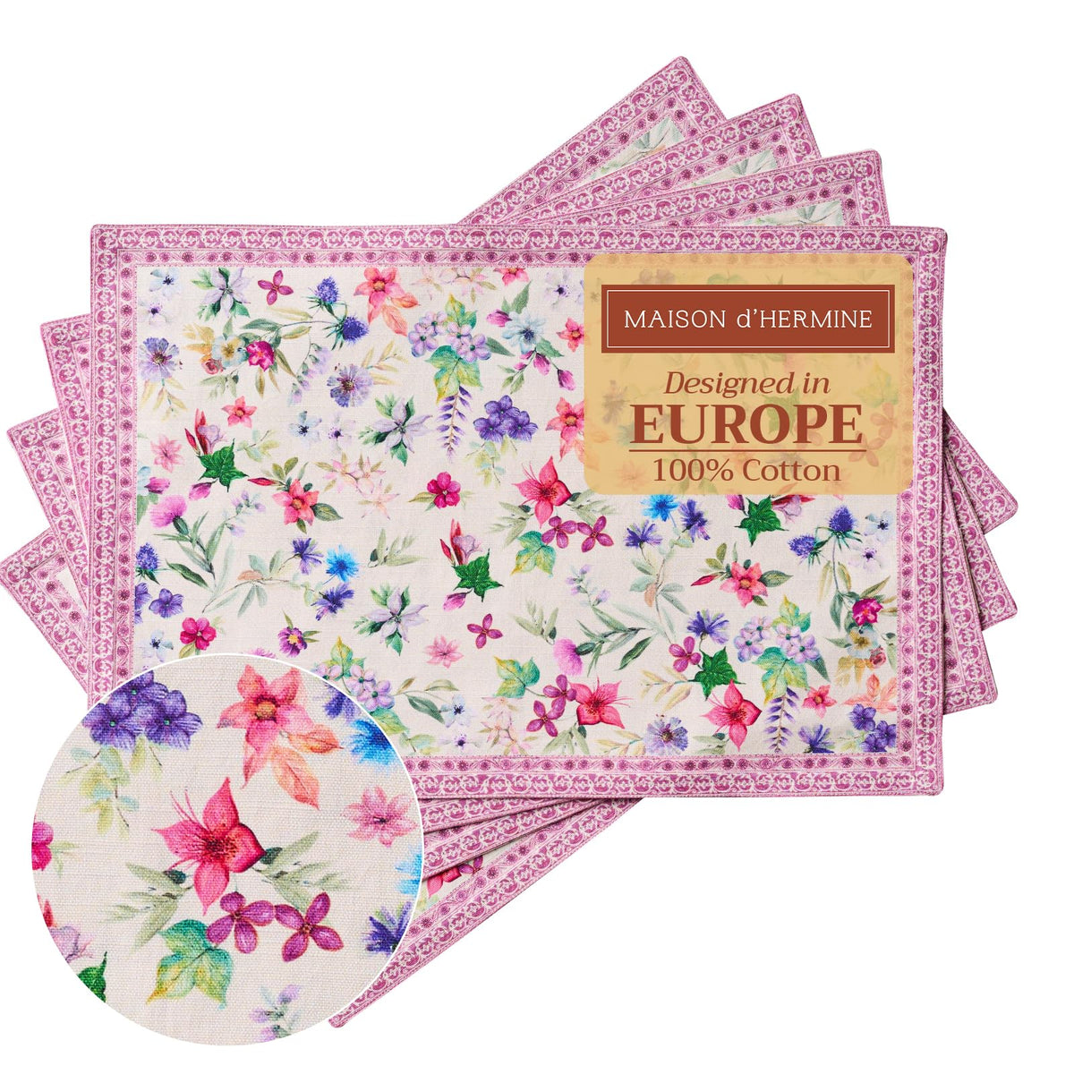 Placemats Set of 4 Reusable 100% Cotton (113 - Chardon / 13" X 19" (Pack of 4))