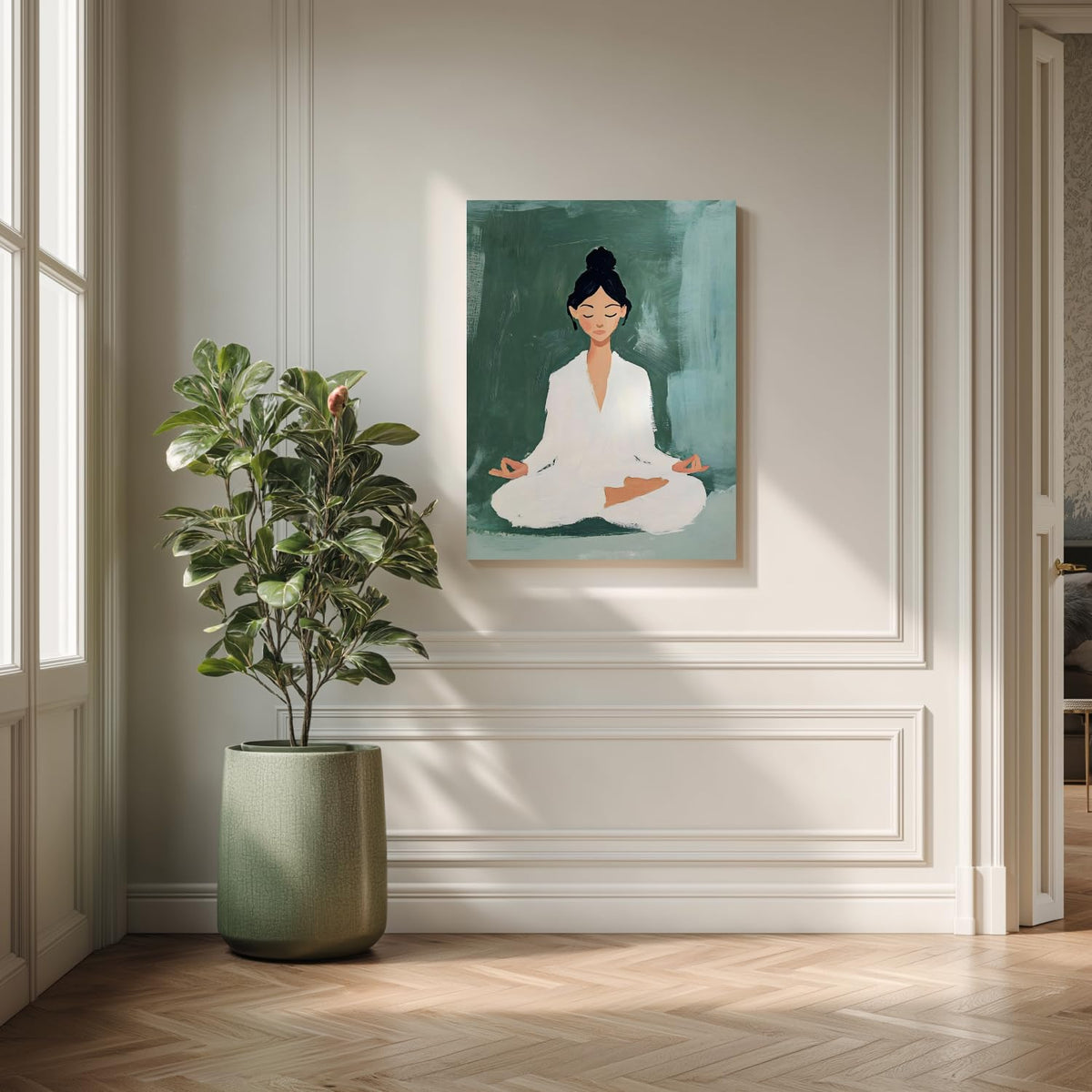 Wrapped Canvas Green Meditation Yoga Zen Wall Art 16x24 in (Green / 24"L x 16"W)