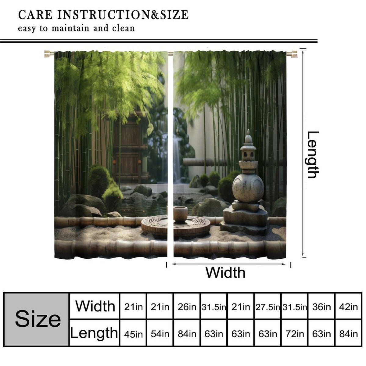 Leisurely Bamboo Curtains (27.5"W x 63"L (Pack of 2) / Style-6)