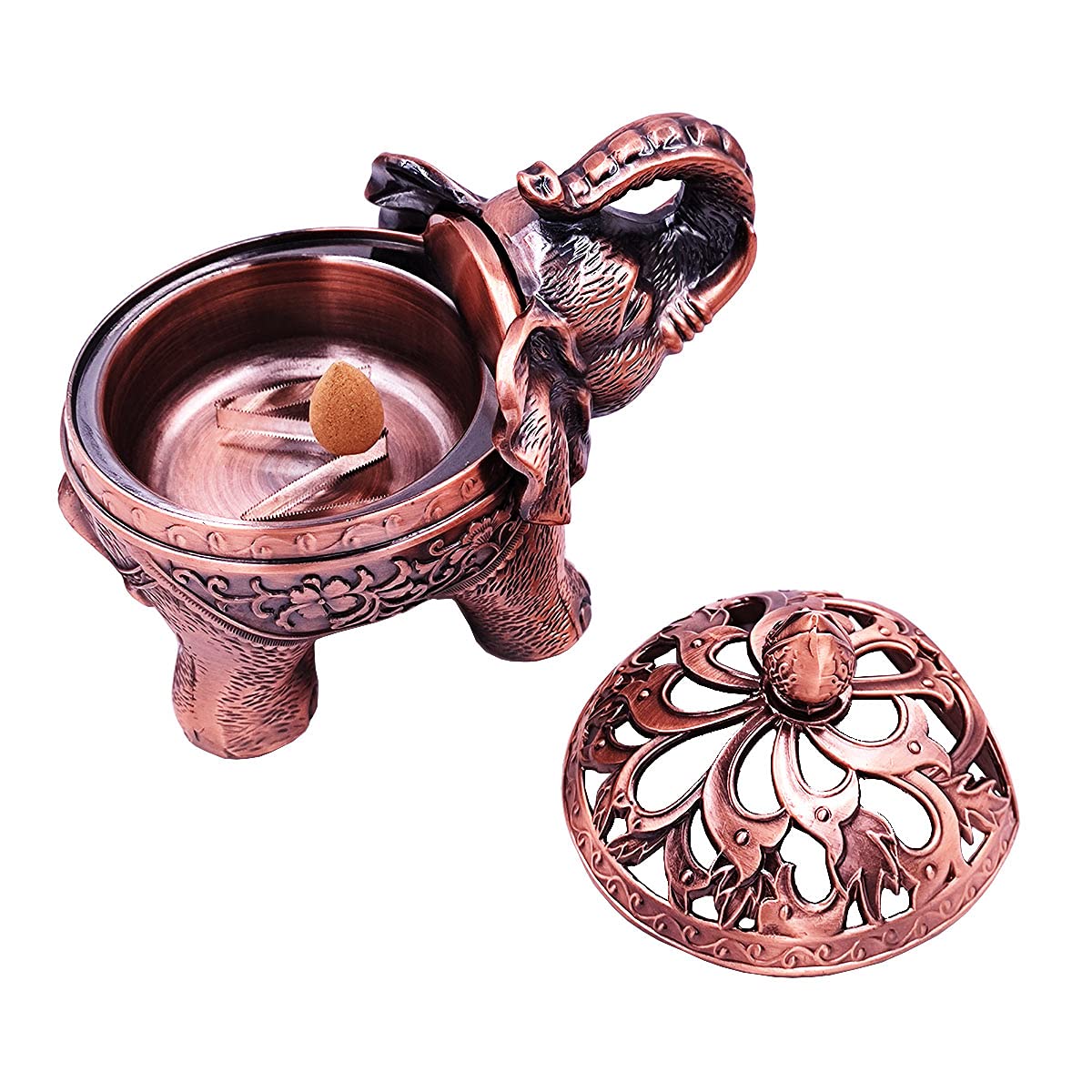 Metal Elephant Incense Holder (Red Copper)