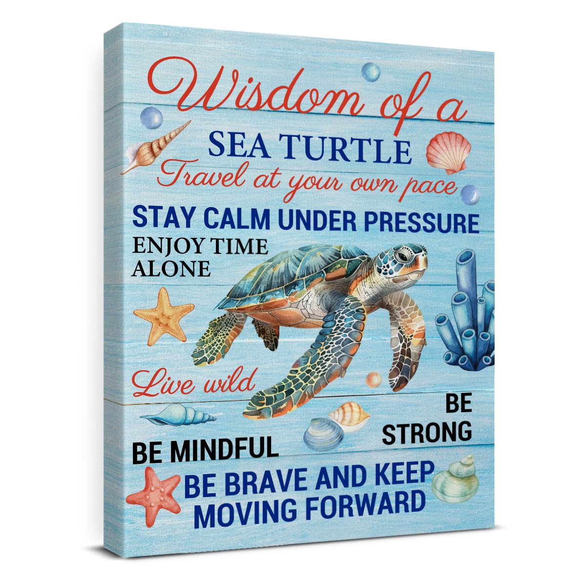 Sea Turtle Decor Inspirational Wall Decor for Office Bedroom Living Room Bathroom Home Decorations (Multicolor C)