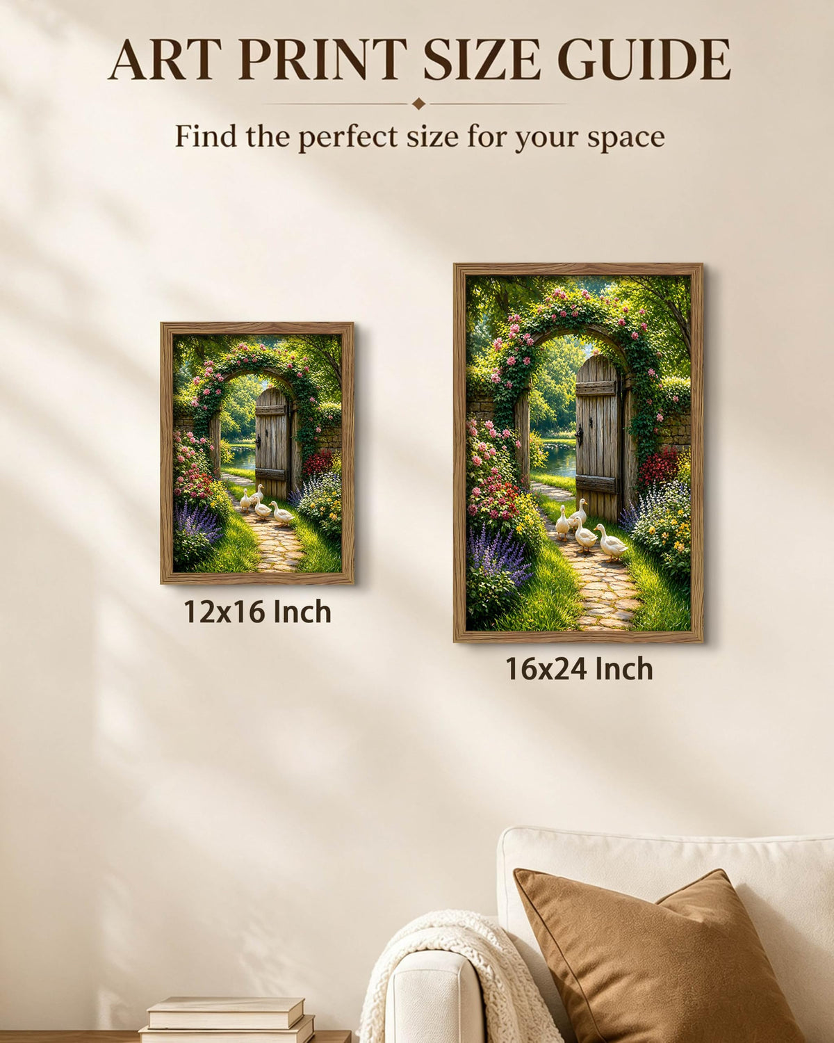 Duck Garden Framed Canvas Wall Art (A-White Duck / 16"L x 12"W)