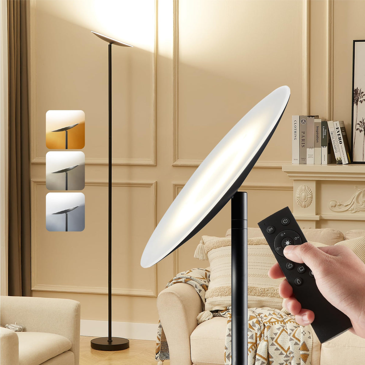 LED Torchiere Floor Lamp (Black)