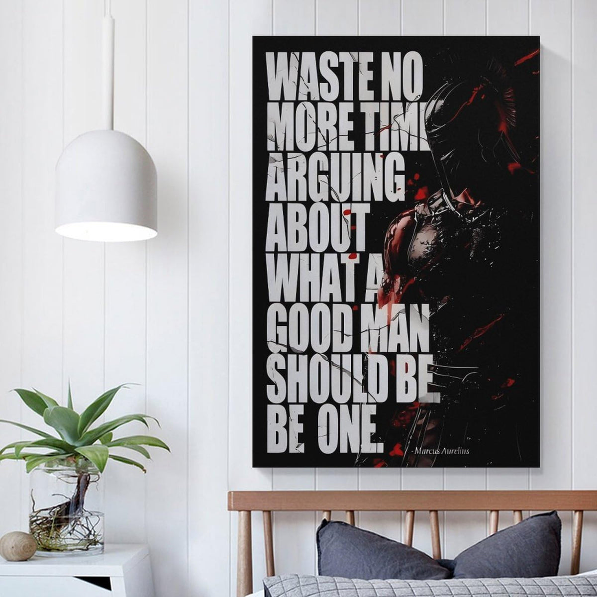 Spartan Marcus Aurelius Quote Canvas Printing Wall Art Prints Wall Decor Posters Red Black Stoic Warrior Motivational Living Room Bedroom Office Gym Philosophy Aesthetic 12x18inch (style-22 / 12x18inch(30x45cm) Unframe)