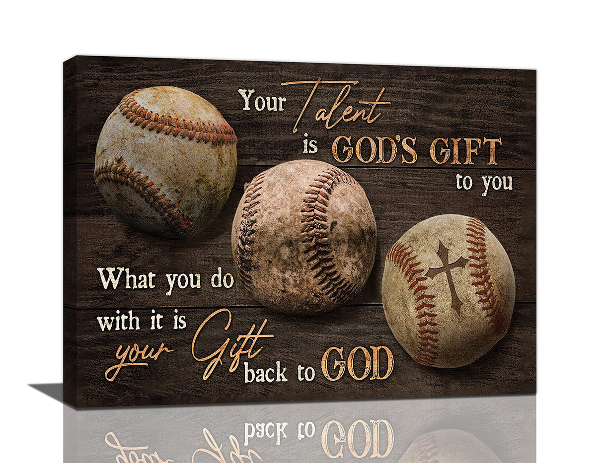 Baseball Wall Art Rustic Motivational Baseball Sports Pictures Wall Decor Baseball Poster Inspirational Quotes Canvas Painting Prints Modern Artwork Home Decor for Bedroom Office Gym 16"x12" (Baseball / 16"L x 12"W)
