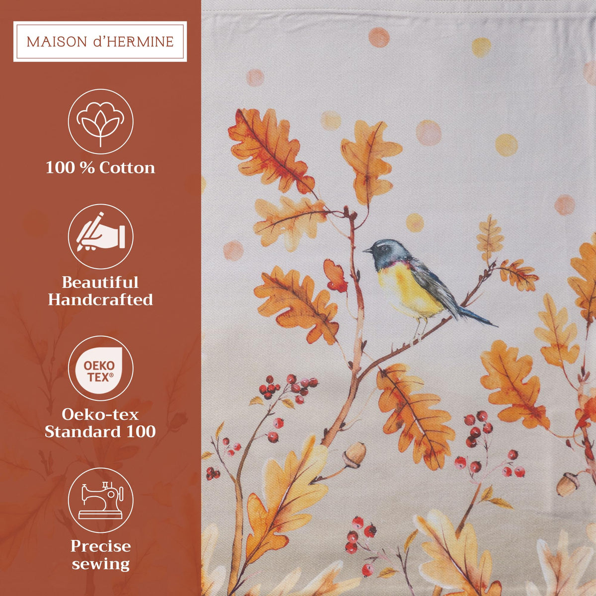 Placemats Set of 4 Reusable 100% Cotton (024 - Oak Leaves / 13" X 19" (Pack of 4))