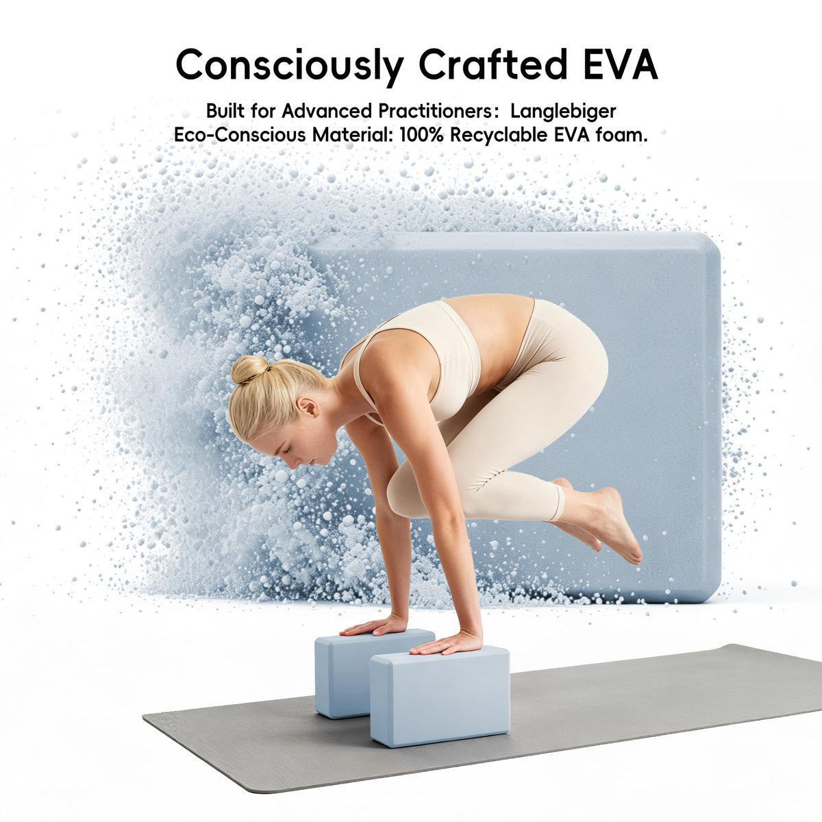 High Density EVA Yoga Blocks 2 Pack (ice blue)