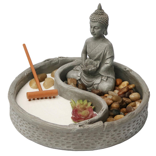 Mini Zen Garden Kit for Desk with Lotus (6 x 6 Inches)
