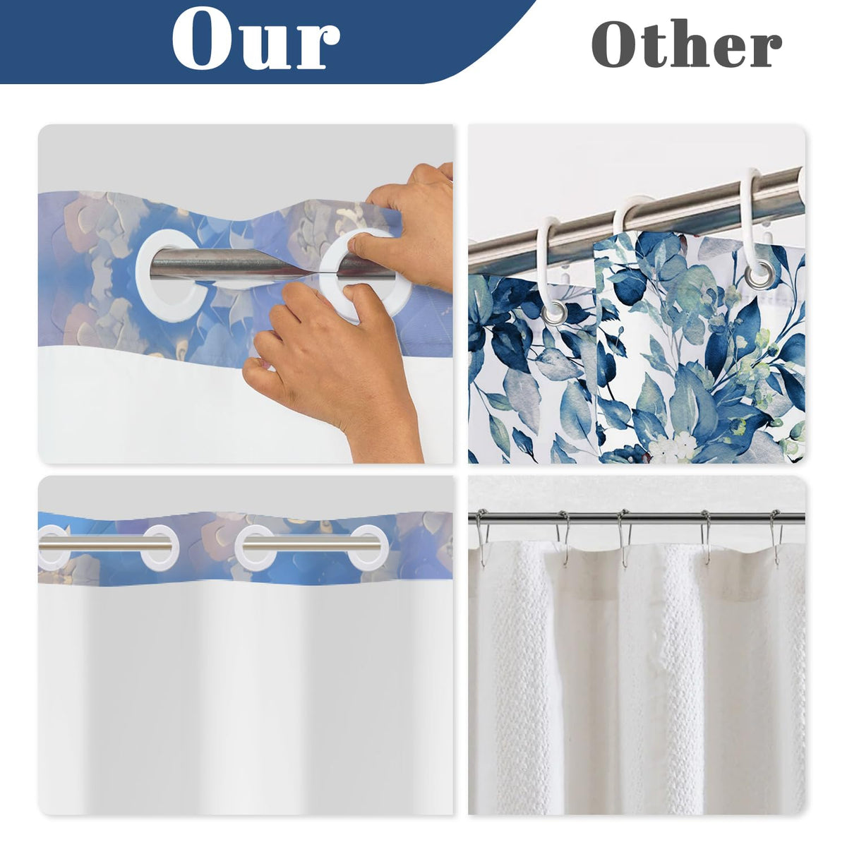 No Hook Shower Curtain with Snap in Liner (Seascape)
