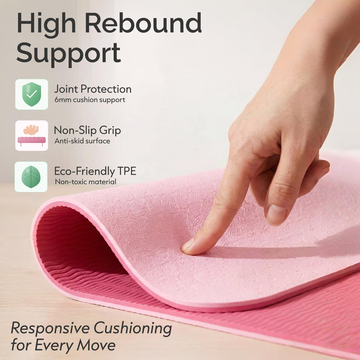Pink Yoga Mat with Carry Bag (Pink / 3-Piece Set)