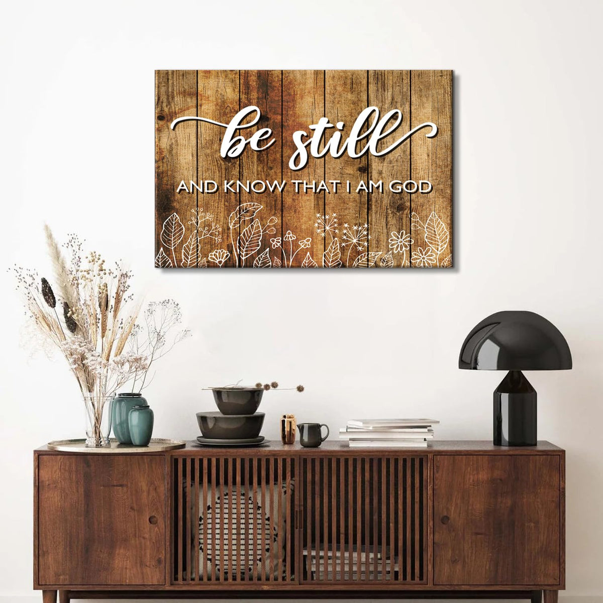 Christian Signs Wall Art Bible Verse Psalm 46 (30"L x 20"W / Be-still)