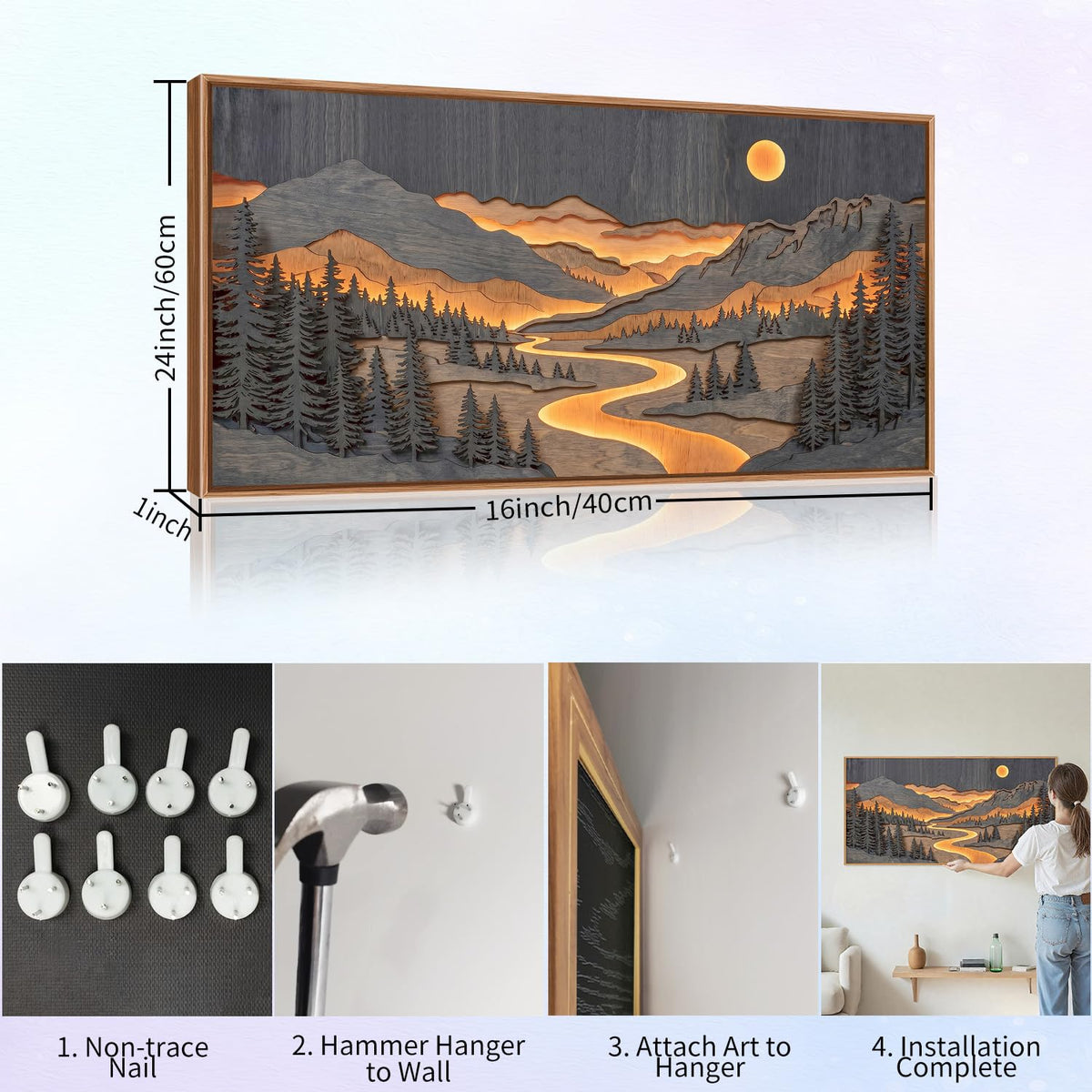 Dark Mountain Framed Canvas Wall Art (Dark Mountain / 40"L x 20"W)