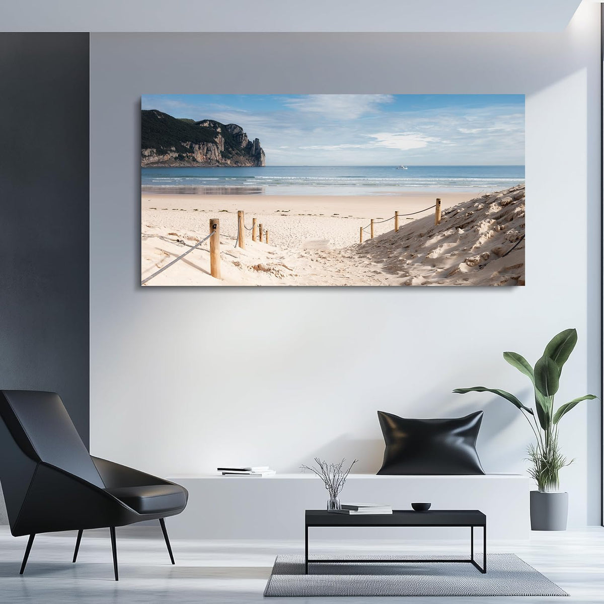 Large Wall Pictures for Living Room Sand Beach Wall Art Coastal Paintings Ocean Decor Landscape Canvas Prints Bedroom Wall Art Office Artwork Framed Posters Panel Bathroom Home Decor (2Sandb03 / 48"L x 24"W)
