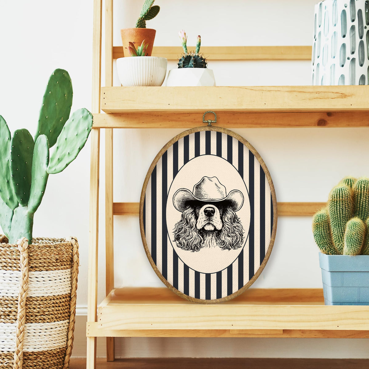 Western Cowboy Cocker Spaniel Oval Wall Art Prints Decor 8.6x11.4 (Colour 71)