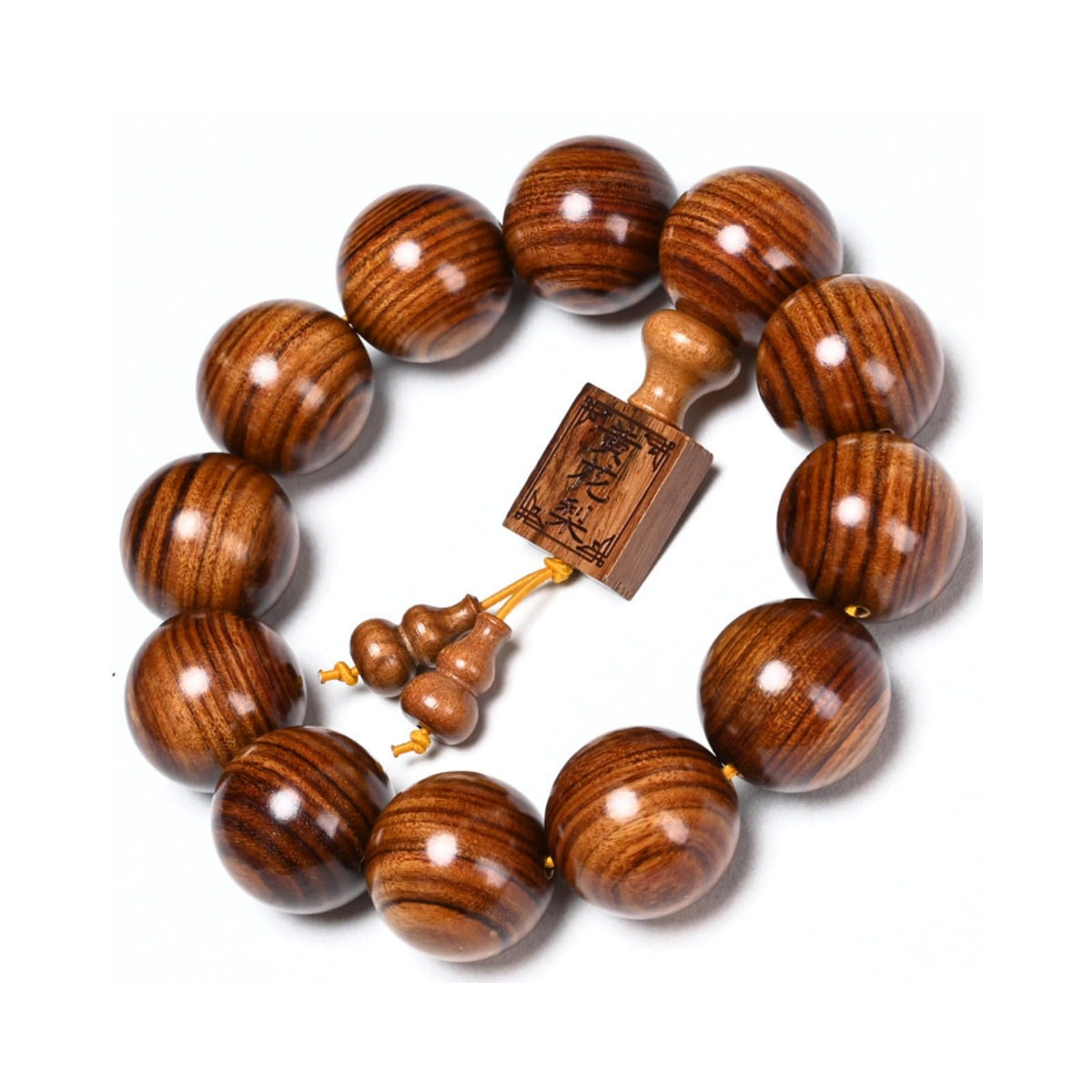 Natural Wooden Bracelet Adult Spring Bracelet Bead Dia. 0.8 inch 12 Beads 1pc (WishesEngrave)