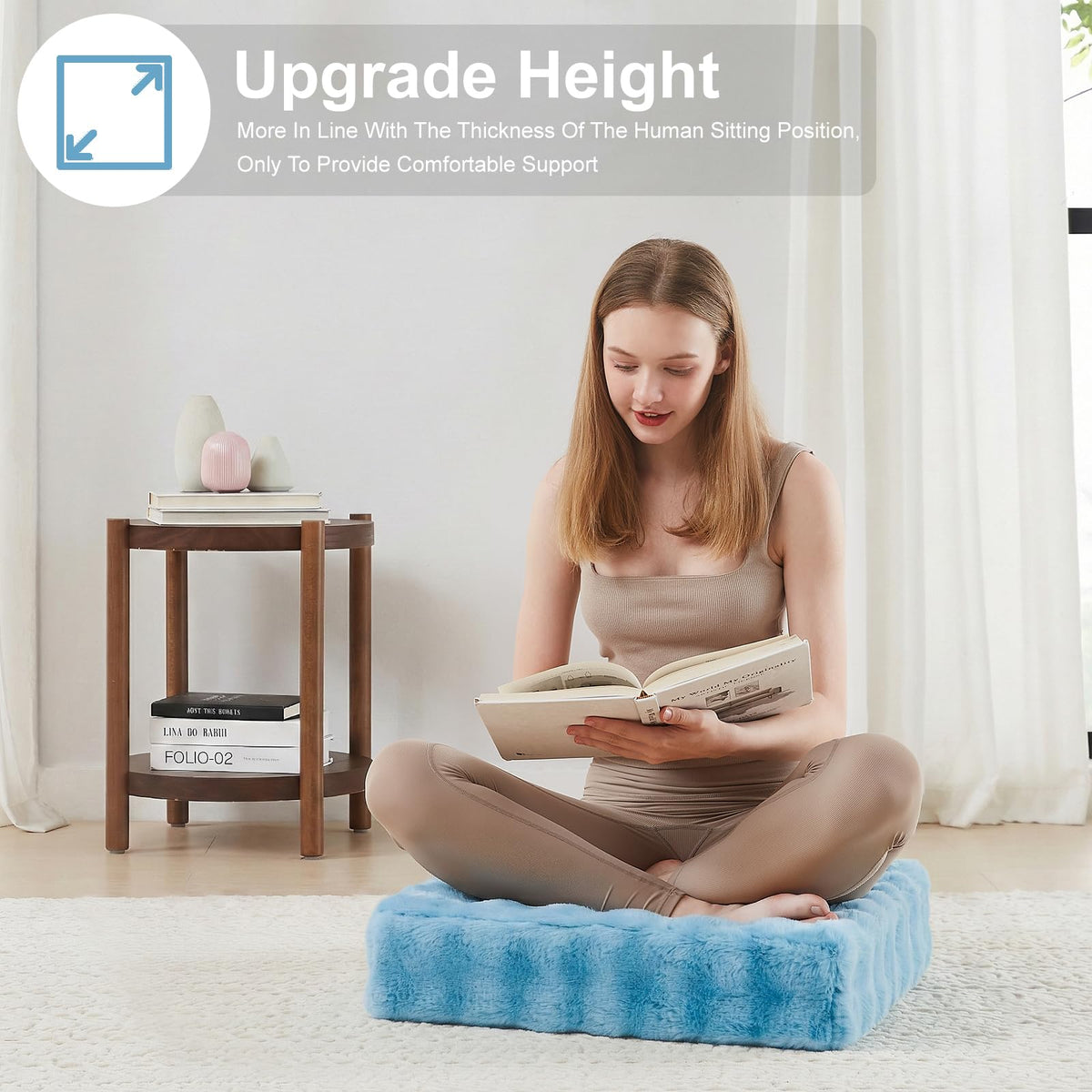22 inches Floor Pillow for Adults (Sky Blue / 1 Count)