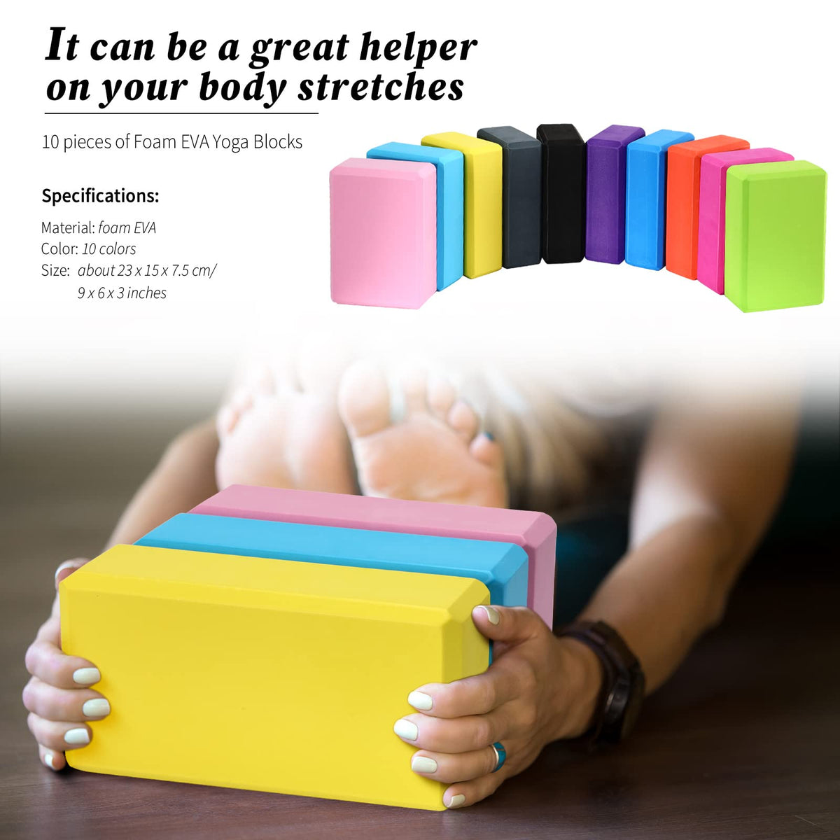 10 Pcs Foam EVA Yoga Blocks Lightweight Yoga Bricks Non Slip Supportive Foam Blocks Yoga Prop Accessories for Yoga (Mixed Colors)
