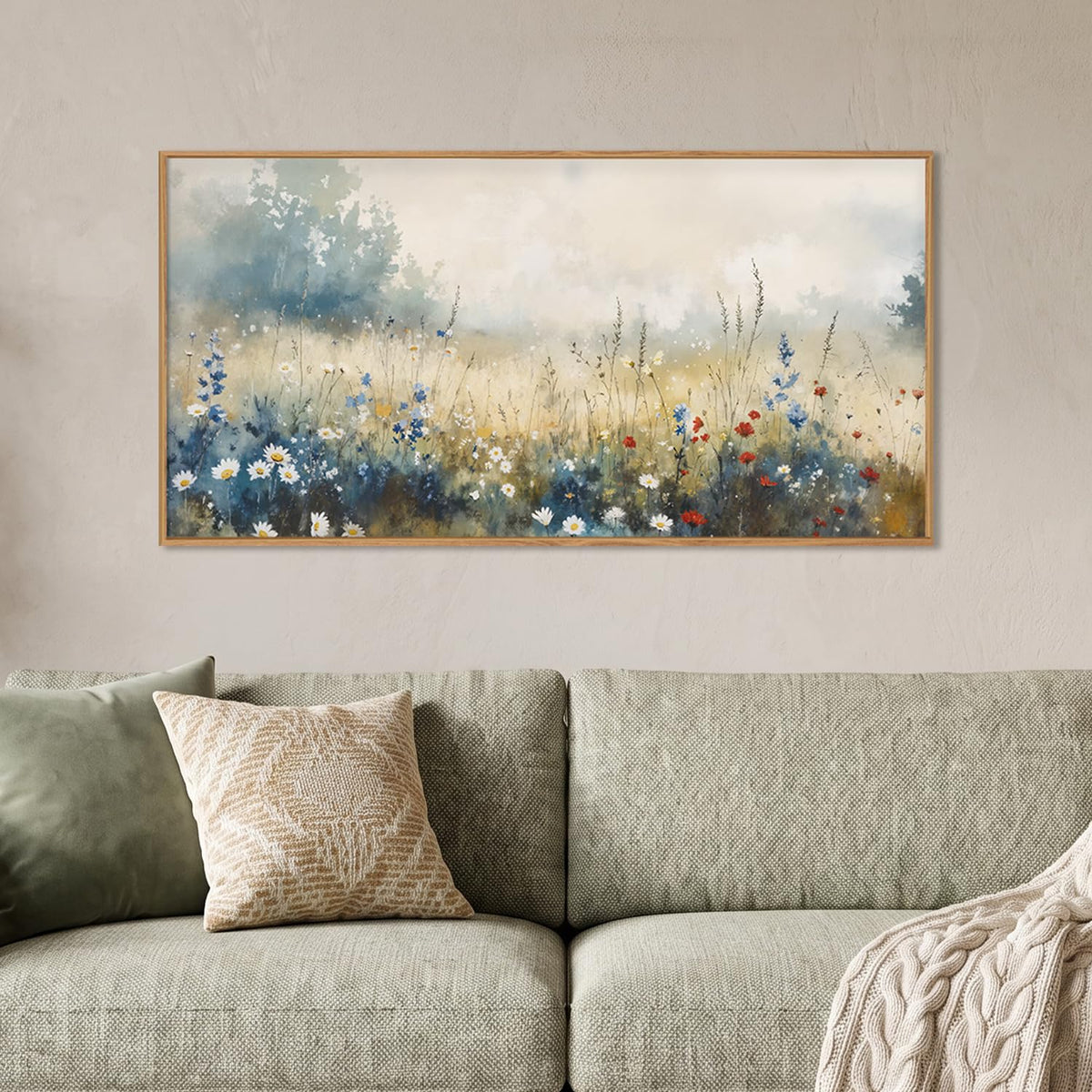 Nature Wildflower Framed Canvas Wall Art Set (Nature Wildflower Wall Art / 40"L x 20"W)