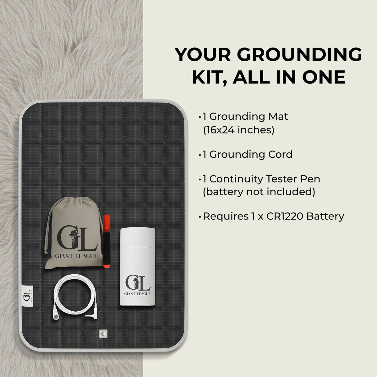 Grounding Mat for Feet and Desk (16x24" / Black)