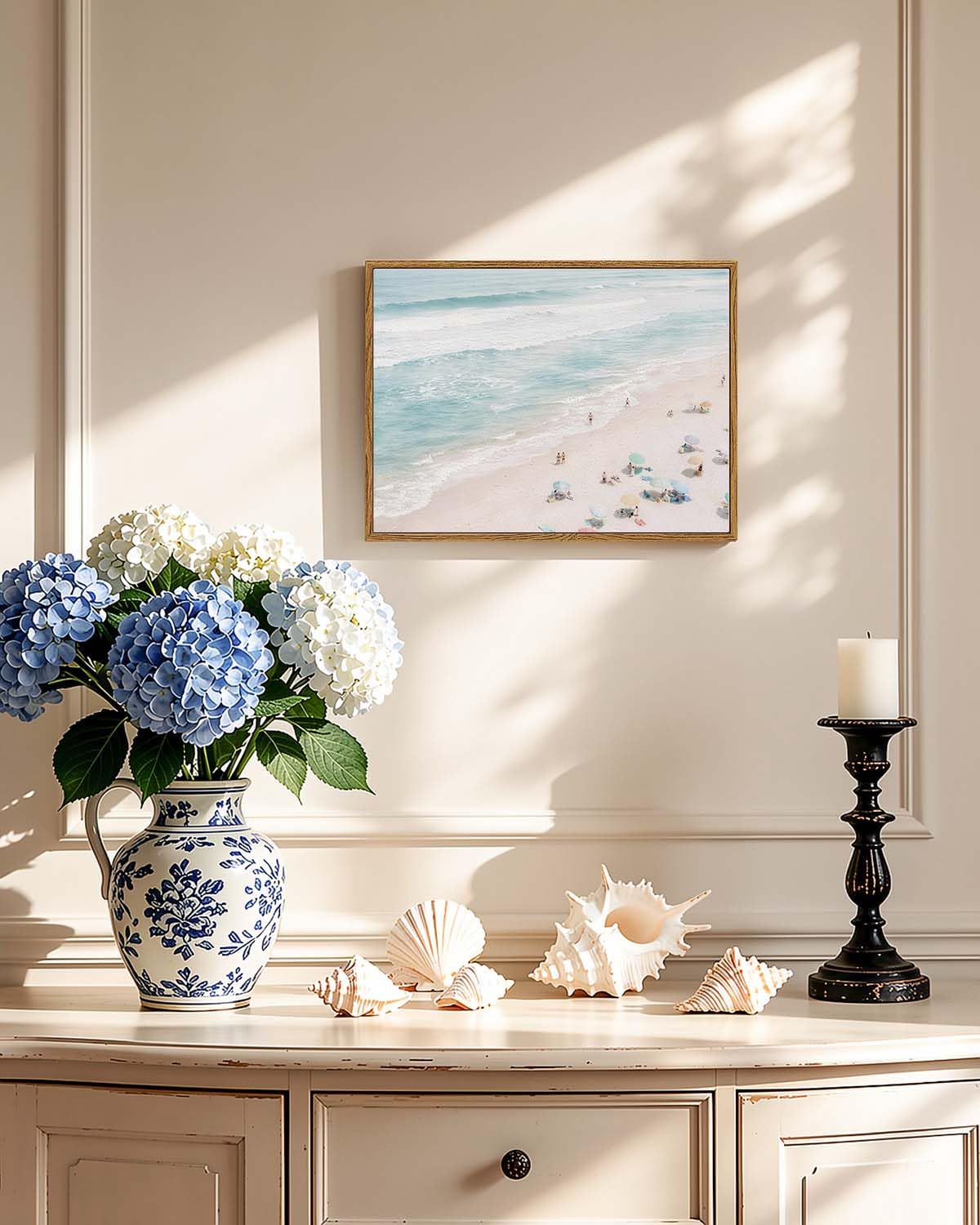 Framed Relaxing Summer Vibe Beach Wall Art (Light Beach / 16"L x 12"W)