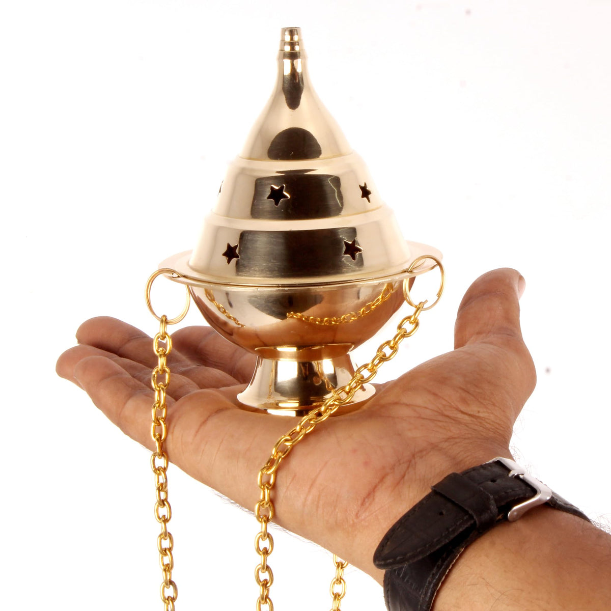 Brass Hanging Incense Censer with Chain for Charcoal (Brass)