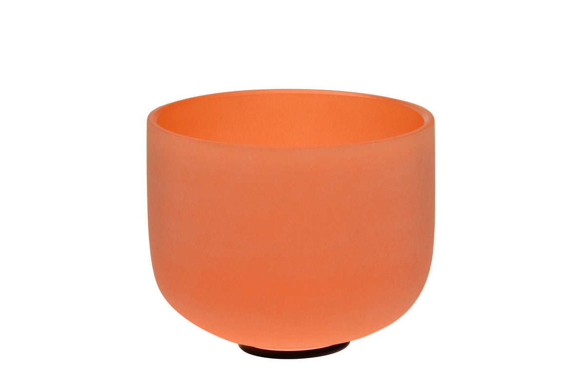 Orange D# Note Crystal Singing Bowl Navel Chakra 10 inch with Heavy Duty Carrying Case and Suede Mallet (10 inch / Orange D# Note)