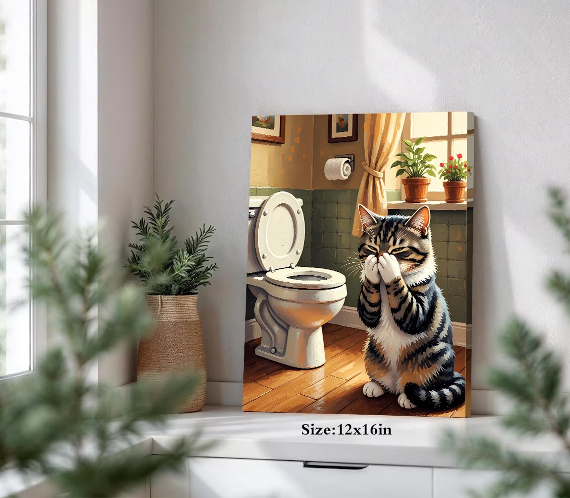 Funny Cat Bathroom Wall Art Prints Poster (Funny Cat Bathroom Wall Art Prints Poster)