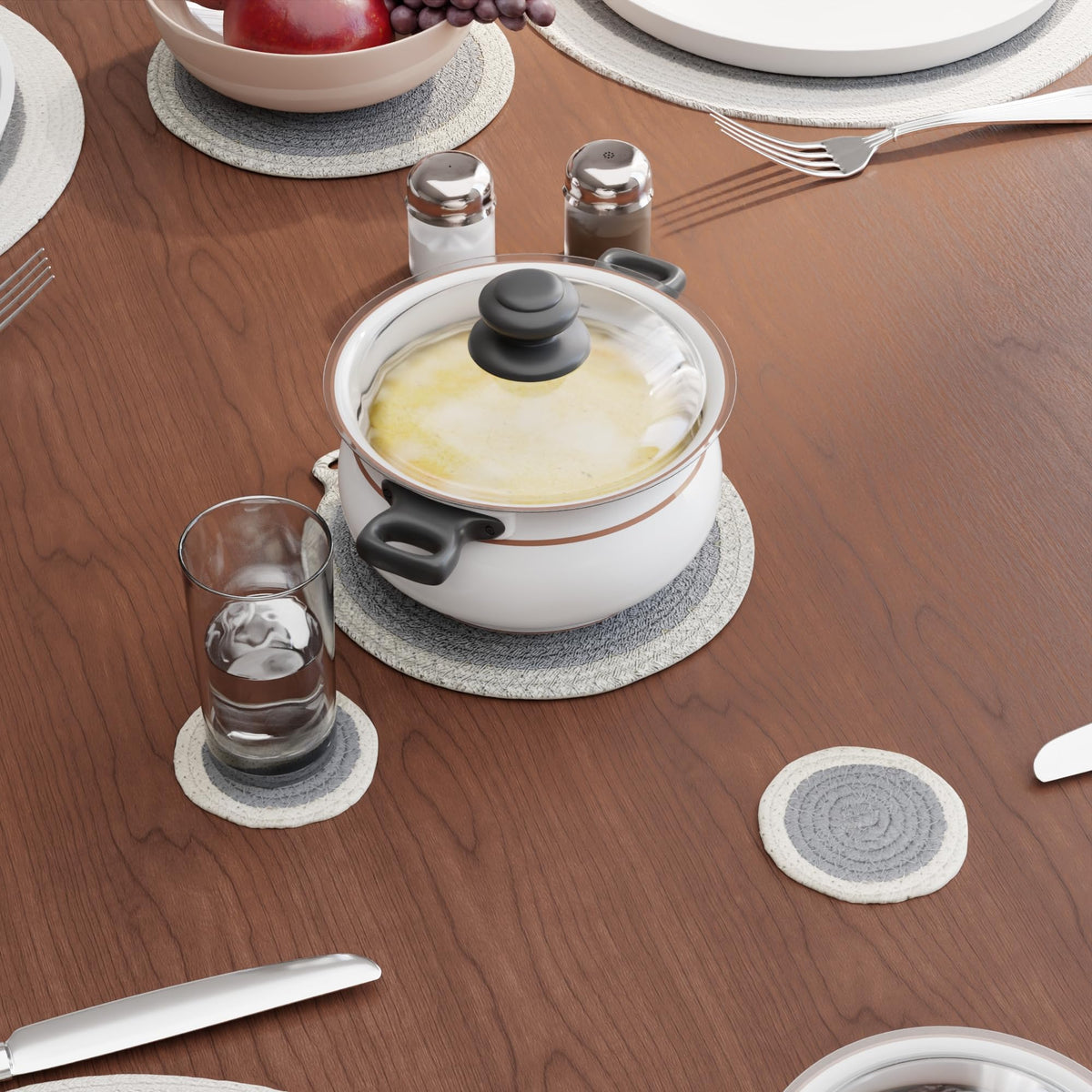 Cotton Placemats (Grey. / 13" (Pack of 11))