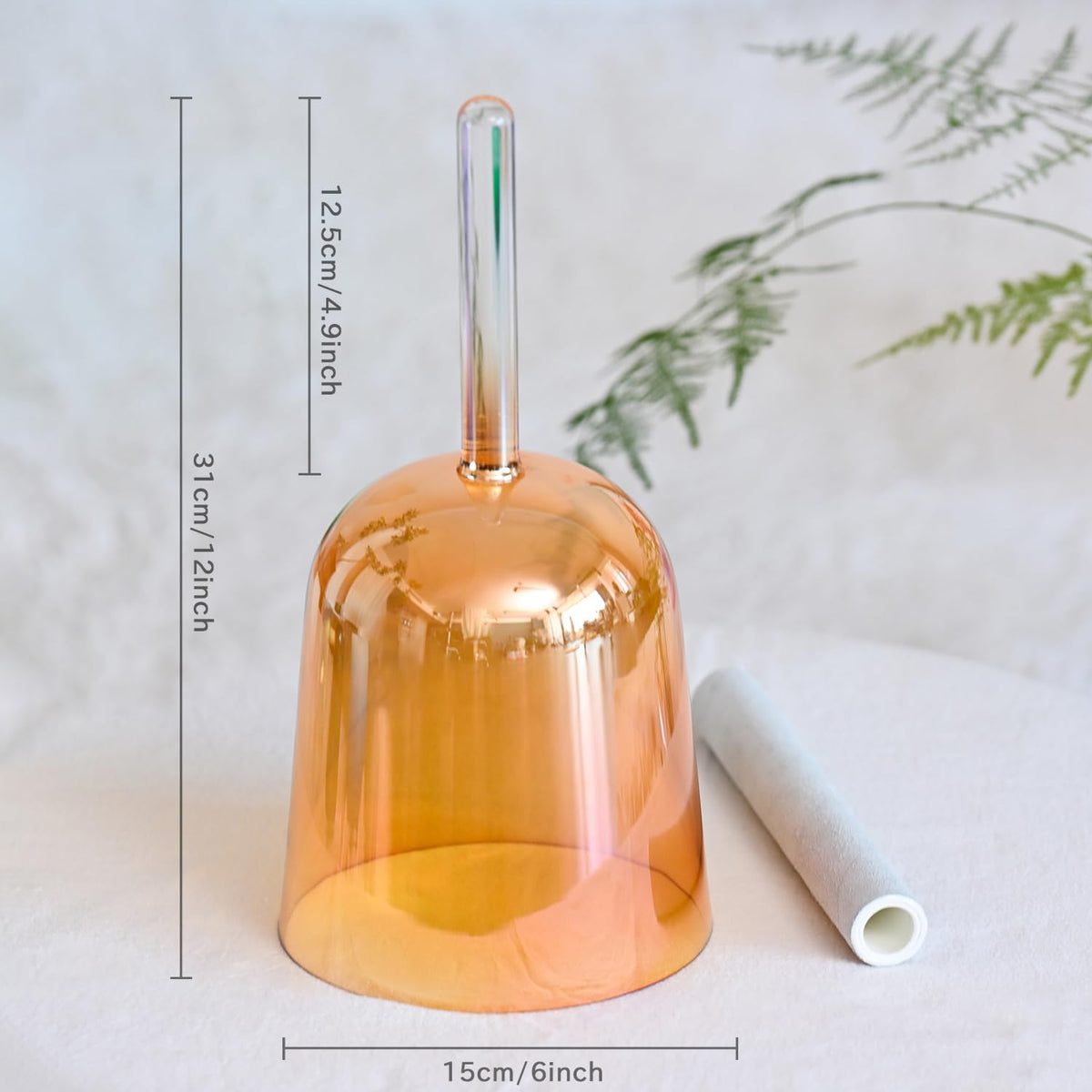 Handle Crystal Singing Bowl 432HZ 6 Inch F Note Golden Tea Color (6 inch / Golden Tea)