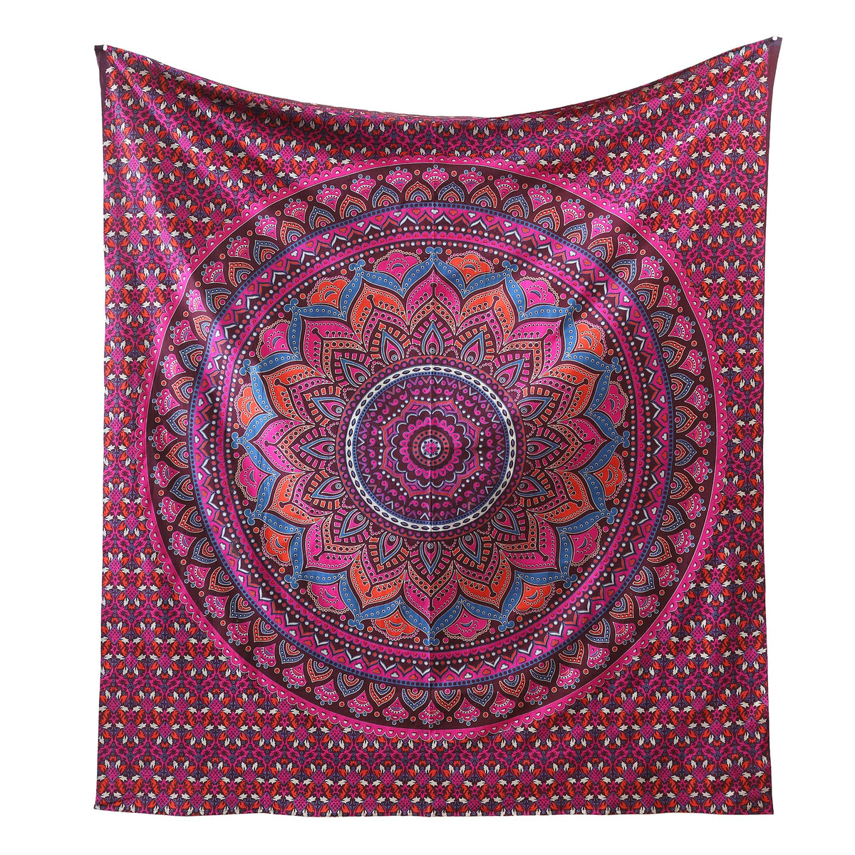 Mandala Hippie Psychedelic Ombre Tapestry Wall Hanging (60L" x 54W" / Purple Wine)