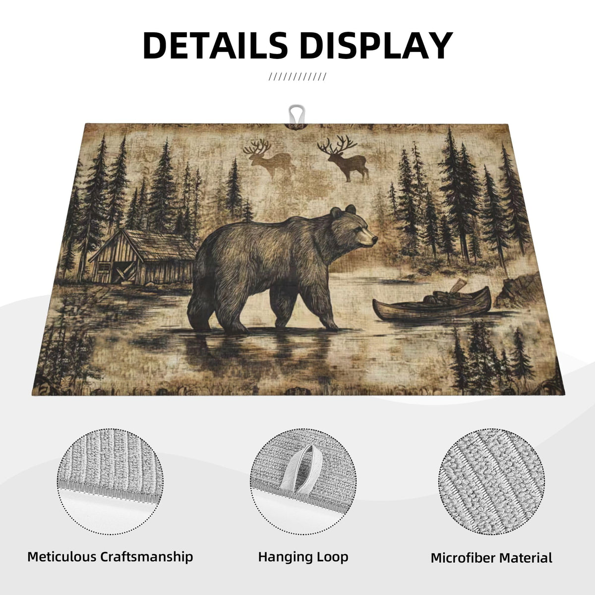 Carbine Bear Dish Drying Mat for Kitchen Counter Microfiber Super Absorbent Non (Beer)