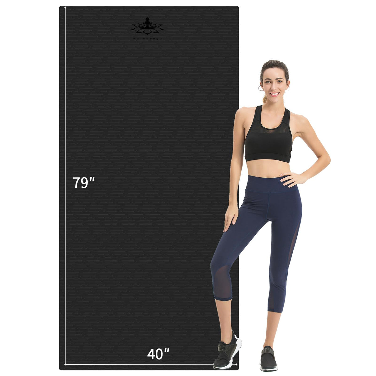 Extra Long TPE Yoga Mat 79" x 40” x 1 (Black)