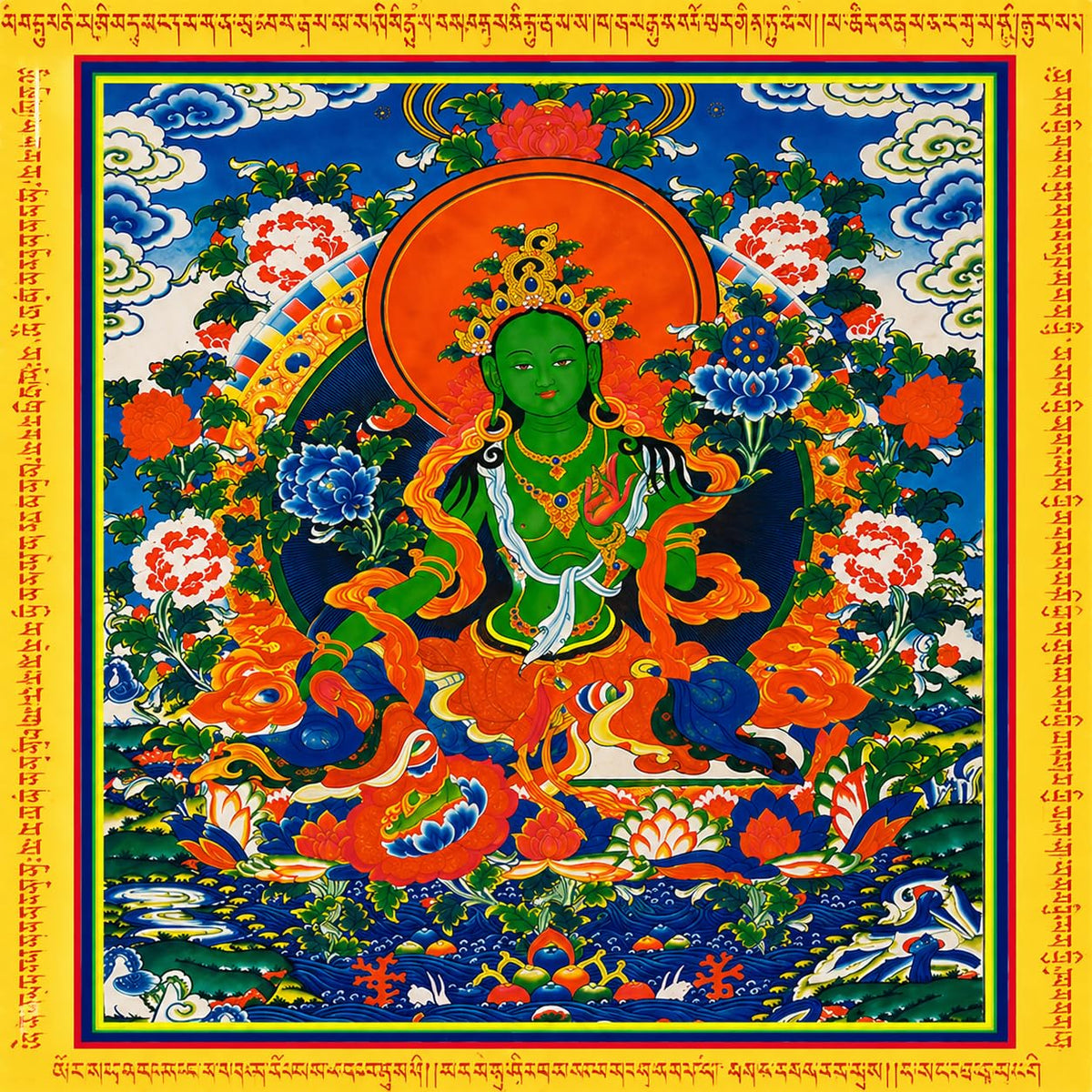 Vertical Tibetan Prayer Flags Outdoor Buddhism Decor Green Tara Lungta (Green Tara)