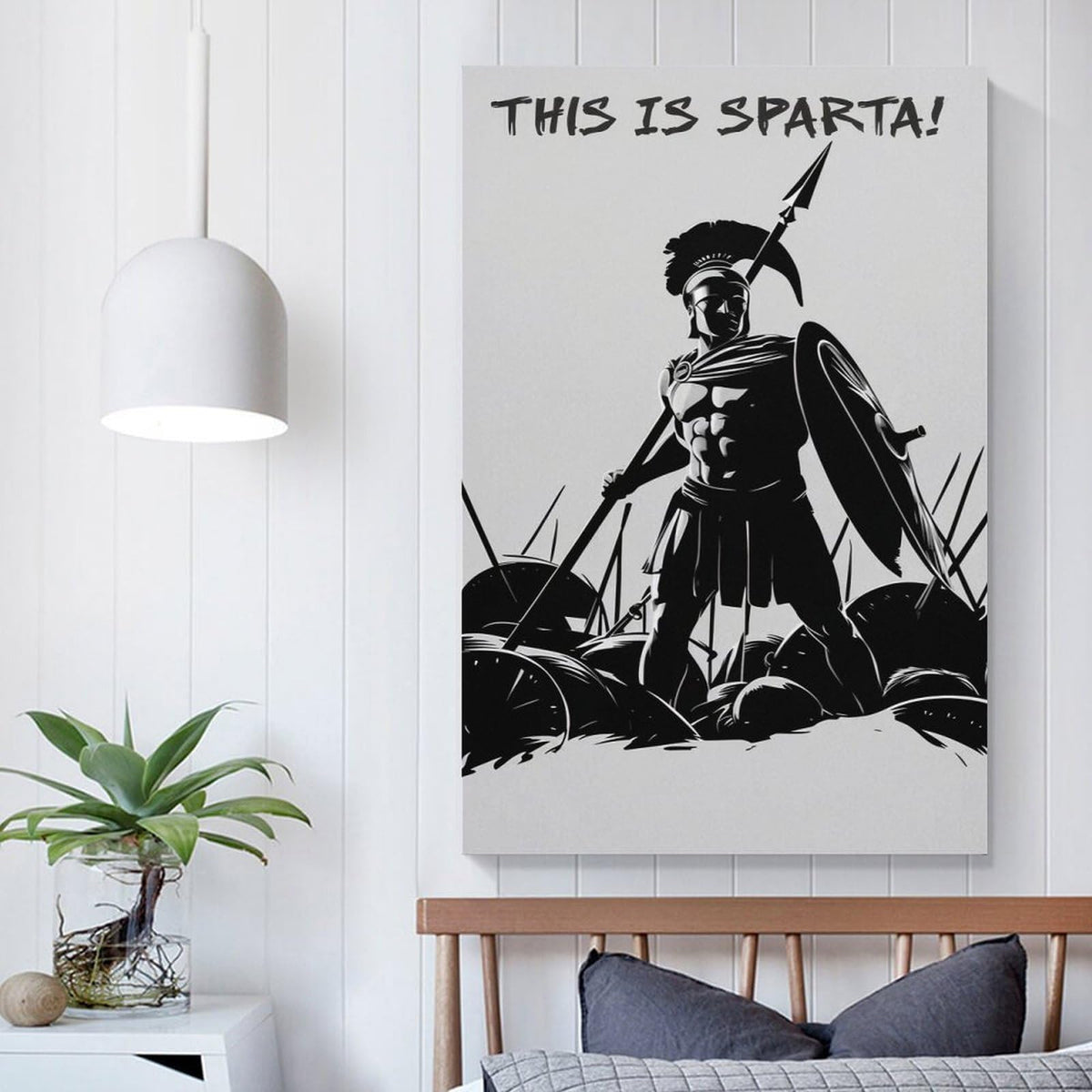This Is Sparta Warrior Silhouette Canvas Printing Wall Art Prints Wall Decor Posters Monochrome Minimalist Greek Soldier Living Room Bedroom Office Gym Aesthetic 24x36inch (style-6 / 24x36inch(60x90cm) Unframe)